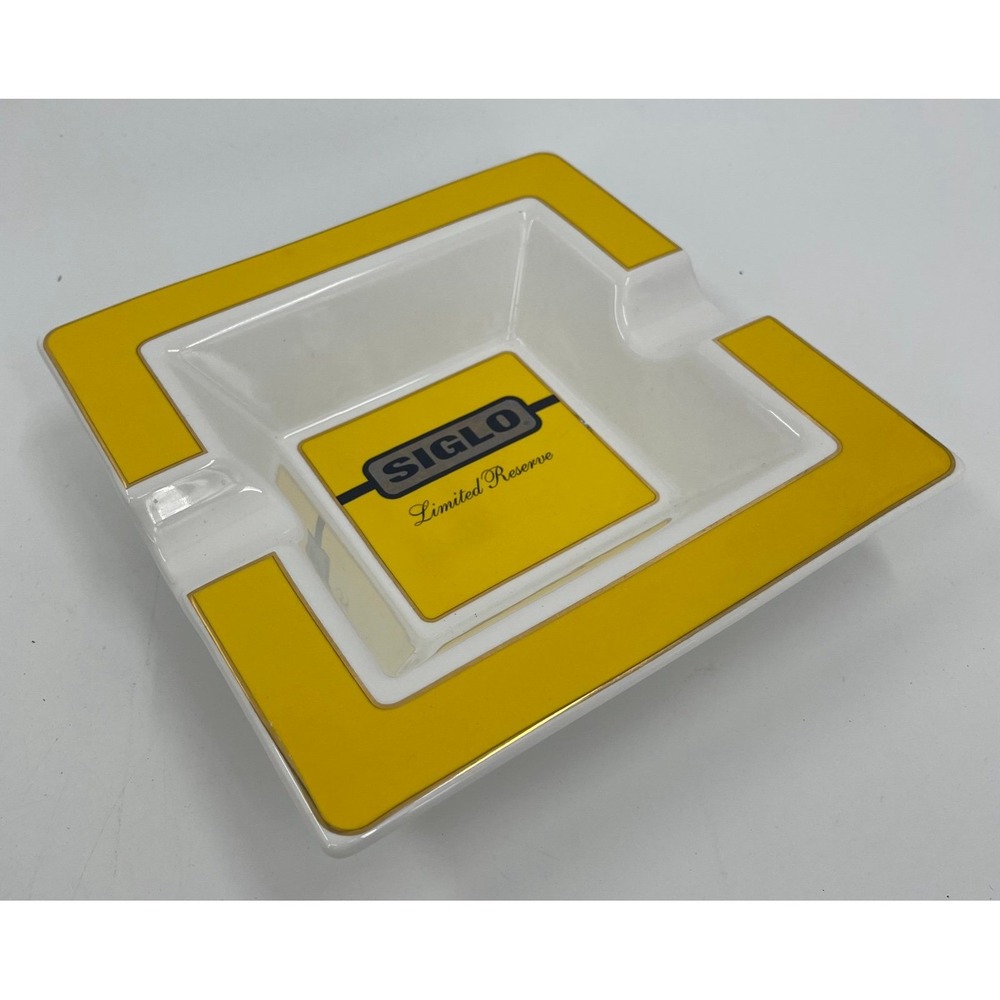 Siglo Limited Reserve Ceramic Cigar Ashtray In‎ Yellow with Black Logo